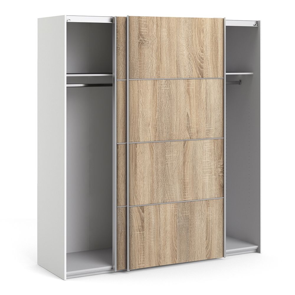 Wooden Sliding Wardrobe 180cm Wide With 2 Doors And 2 Shelves - Verona