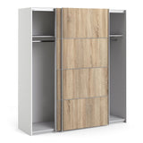 Wooden Sliding Wardrobe 180cm Wide With 2 Doors And 2 Shelves - Verona