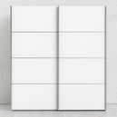 Wooden Sliding Wardrobe 180cm Wide With 2 White Doors And 5 Shelves - Verona