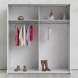 Wooden Sliding Wardrobe 180cm Wide With 2 White Oak Doors And 2 Shelves - Verona