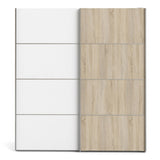 Wooden Sliding Wardrobe 180cm Wide With 2 White Oak Doors And 2 Shelves - Verona