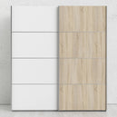 Wooden Sliding Wardrobe 180cm Wide With 2 White Oak Doors And 2 Shelves - Verona