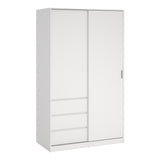 Wooden Sliding Wardrobe With 2 Doors And 3 Drawers - Naia