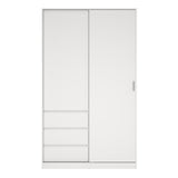 Wooden Sliding Wardrobe With 2 Doors And 3 Drawers - Naia