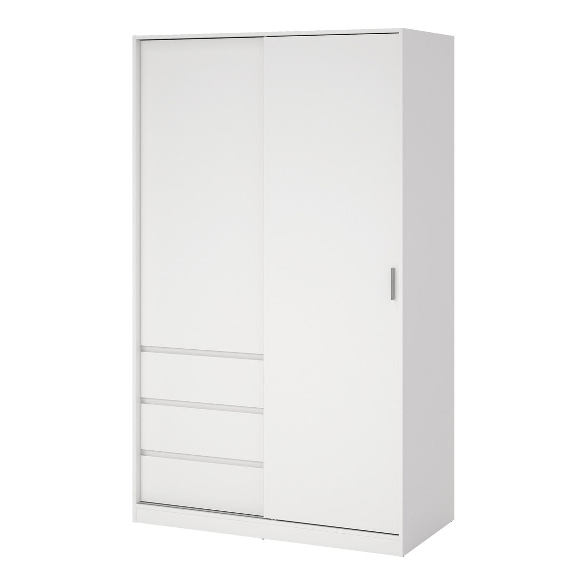 Wooden Sliding Wardrobe With 2 Doors And 3 Drawers - Naia