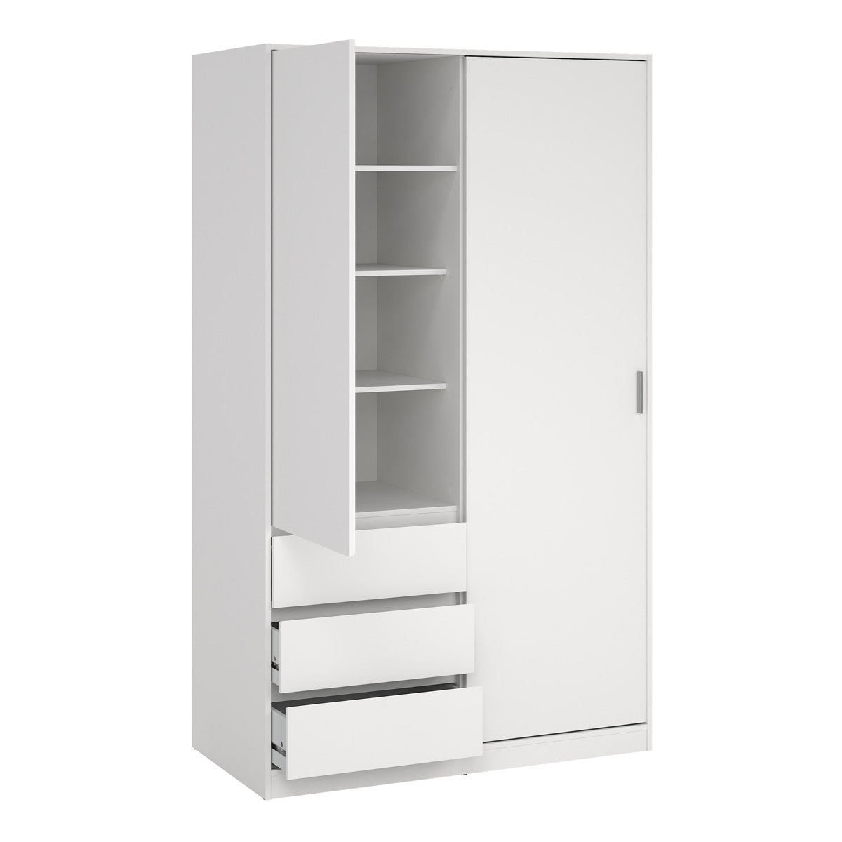 Wooden Sliding Wardrobe With 2 Doors And 3 Drawers - Naia