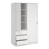 Wooden Sliding Wardrobe With 2 Doors And 3 Drawers - Naia