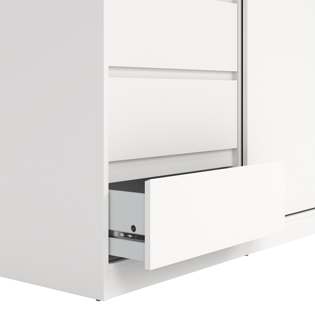Wooden Sliding Wardrobe With 2 Doors And 3 Drawers - Naia