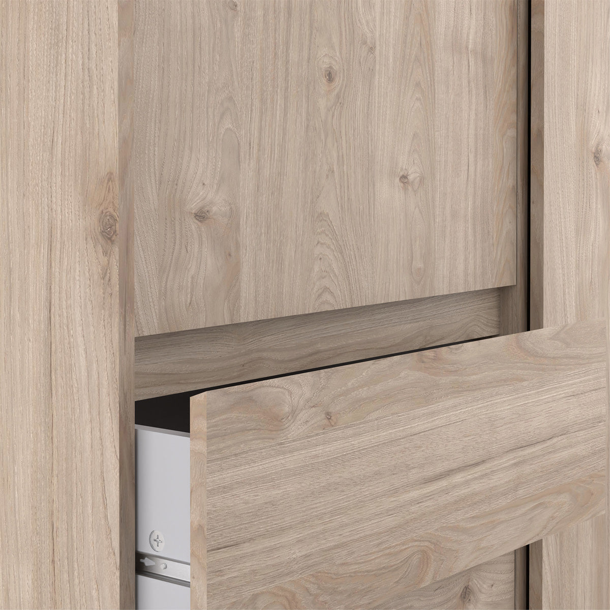 Wooden Sliding Wardrobe With 2 Doors And 3 Drawers - Naia
