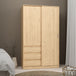 Wooden Sliding Wardrobe 118.5cm Wide With 2 Doors And 3 Drawers - Naia