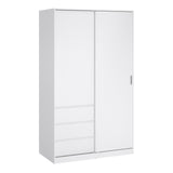 Wooden Sliding Wardrobe With 2 Doors And 3 Drawers - Naia