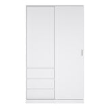 Wooden Sliding Wardrobe With 2 Doors And 3 Drawers - Naia