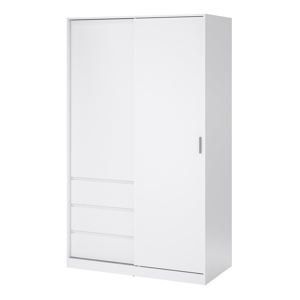 Wooden Sliding Wardrobe With 2 Doors And 3 Drawers - Naia