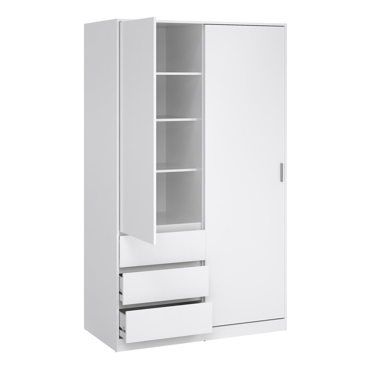 Wooden Sliding Wardrobe With 2 Doors And 3 Drawers - Naia