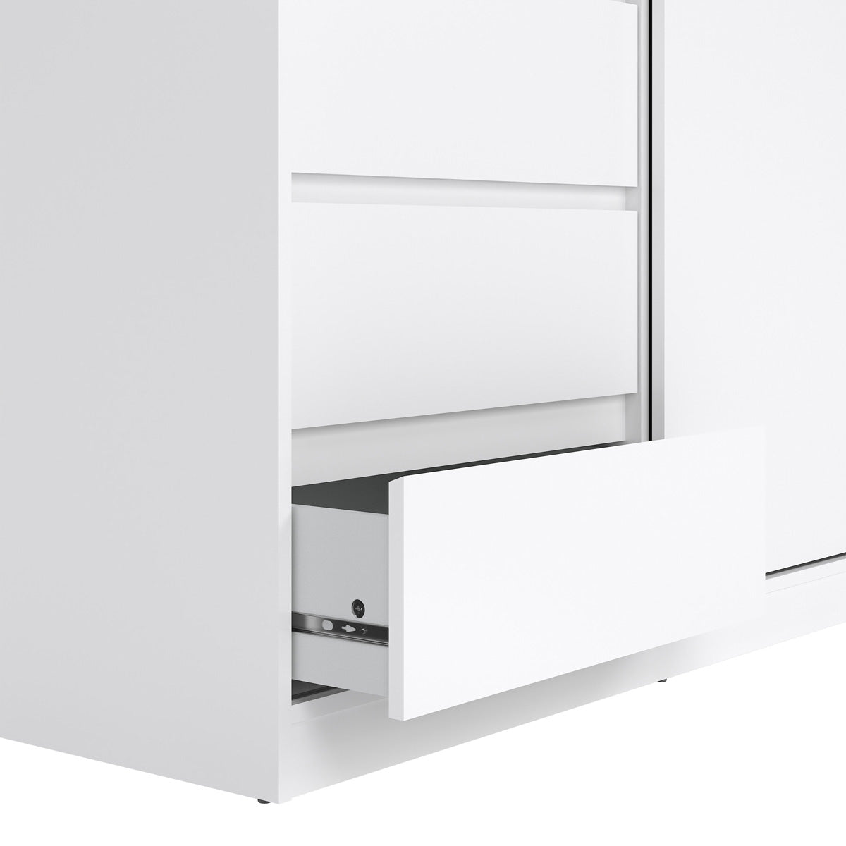 Wooden Sliding Wardrobe With 2 Doors And 3 Drawers - Naia