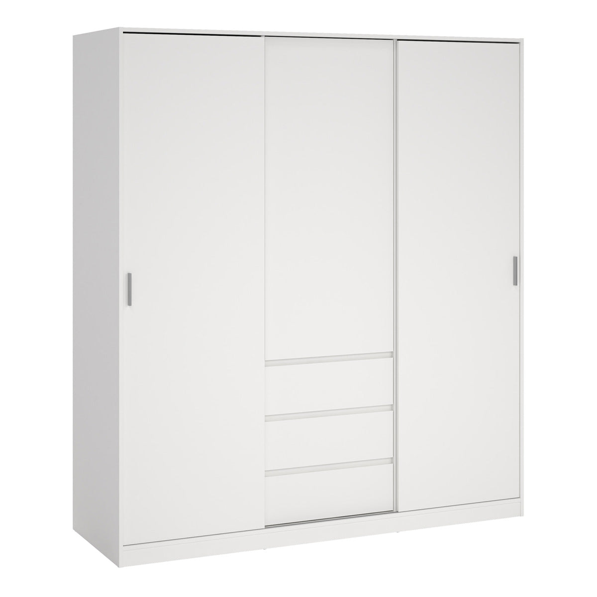 Wooden Sliding Wardrobe With 3 Doors And 3 Drawers - Naia