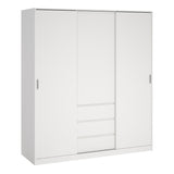 Wooden Sliding Wardrobe With 3 Doors And 3 Drawers - Naia