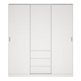 Wooden Sliding Wardrobe With 3 Doors And 3 Drawers - Naia
