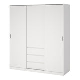 Wooden Sliding Wardrobe With 3 Doors And 3 Drawers - Naia