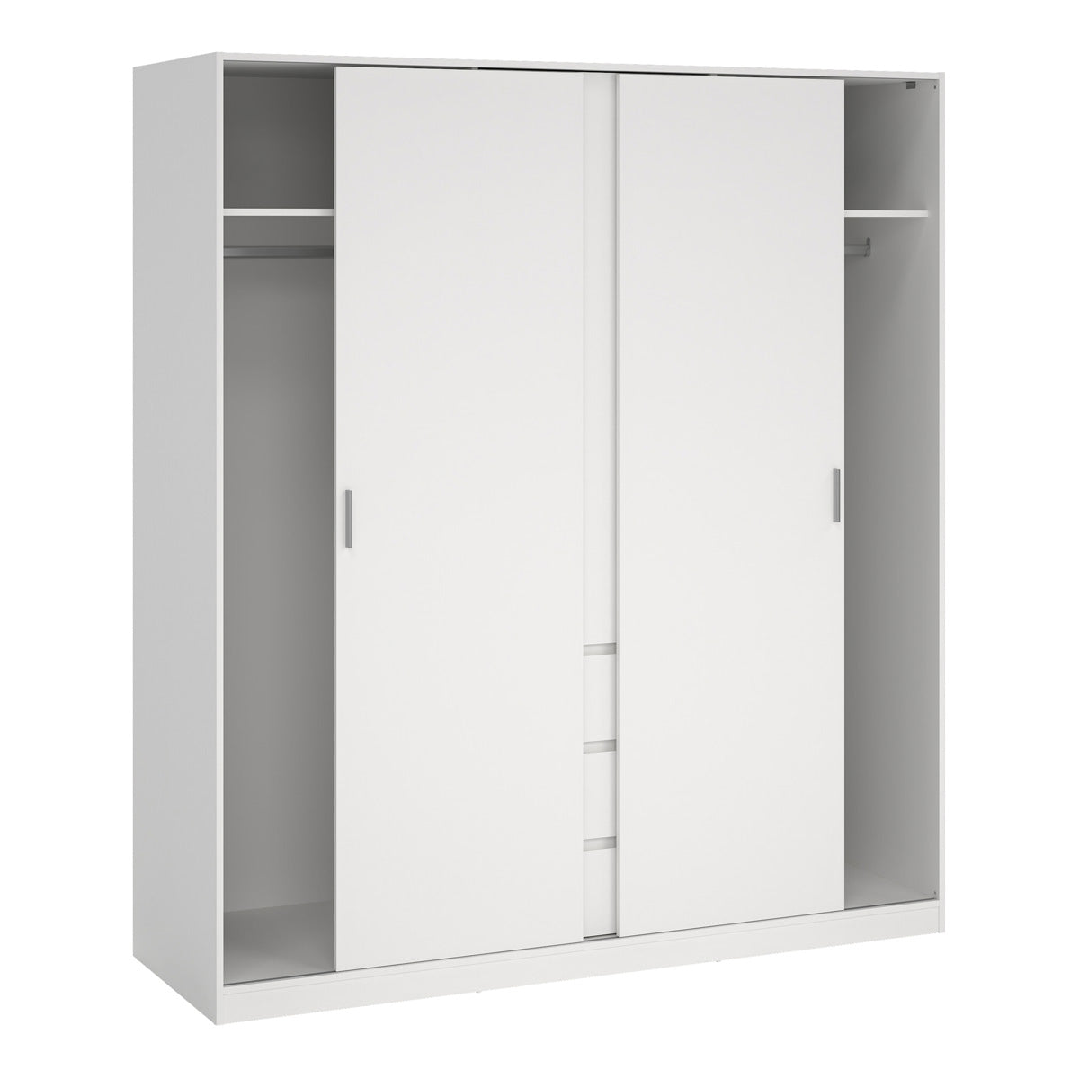 Wooden Sliding Wardrobe With 3 Doors And 3 Drawers - Naia