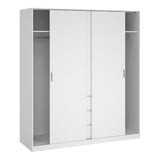 Wooden Sliding Wardrobe With 3 Doors And 3 Drawers - Naia