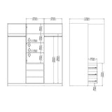 Wooden Sliding Wardrobe With 3 Doors And 3 Drawers - Naia