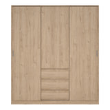 Wooden Sliding Wardrobe With 3 Doors And 3 Drawers - Naia
