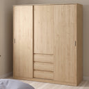 Wooden Sliding Wardrobe With 3 Doors And 3 Drawers - Naia