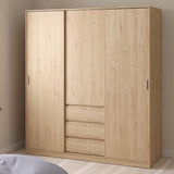 Wooden Sliding Wardrobe With 3 Doors And 3 Drawers - Naia