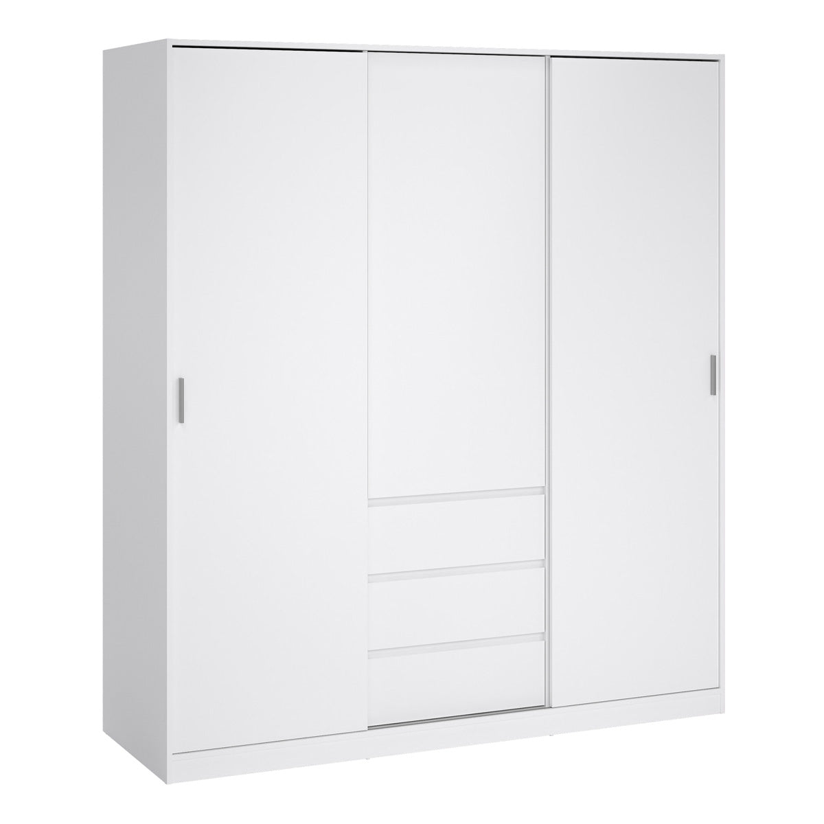 Wooden Sliding Wardrobe With 3 Doors And 3 Drawers - Naia