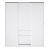 Wooden Sliding Wardrobe With 3 Doors And 3 Drawers - Naia