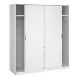 Wooden Sliding Wardrobe With 3 Doors And 3 Drawers - Naia
