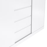 Wooden Sliding Wardrobe With 3 Doors And 3 Drawers - Naia