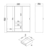 Wooden Sliding Wardrobe With 3 Doors And 3 Drawers - Naia