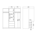 Wooden Sliding Wardrobe With 3 Doors And 3 Drawers - Naia