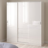 Wooden Sliding Wardrobe With 3 Doors And 3 Drawers - Naia