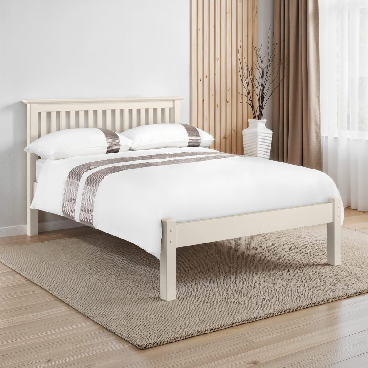 Wooden Small Double Bed Low Foot End - Barcelona