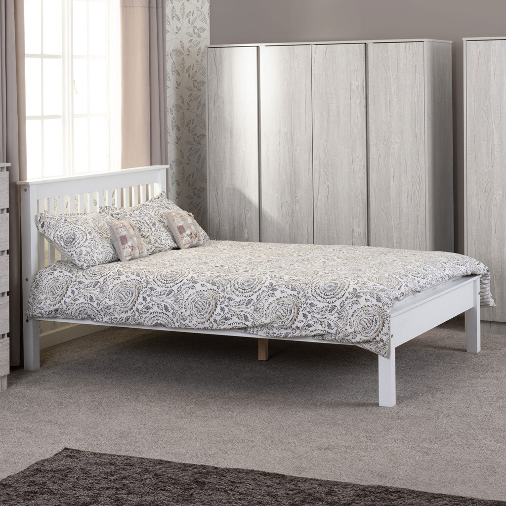 Wooden Small Double Bed Low Foot End - Monaco