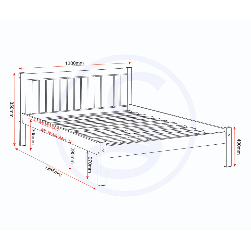 Wooden Small Double Bed - Maya