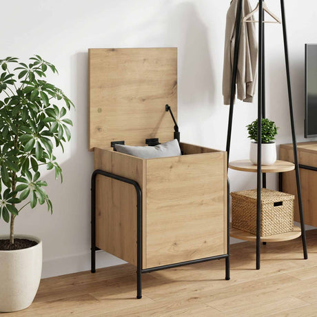 Wooden Storage Box 40.5cm Wide With Steel Frame - Vantage Home