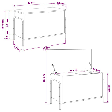 Wooden Storage Box 80cm Wide With Steel Frame - Vantage Home