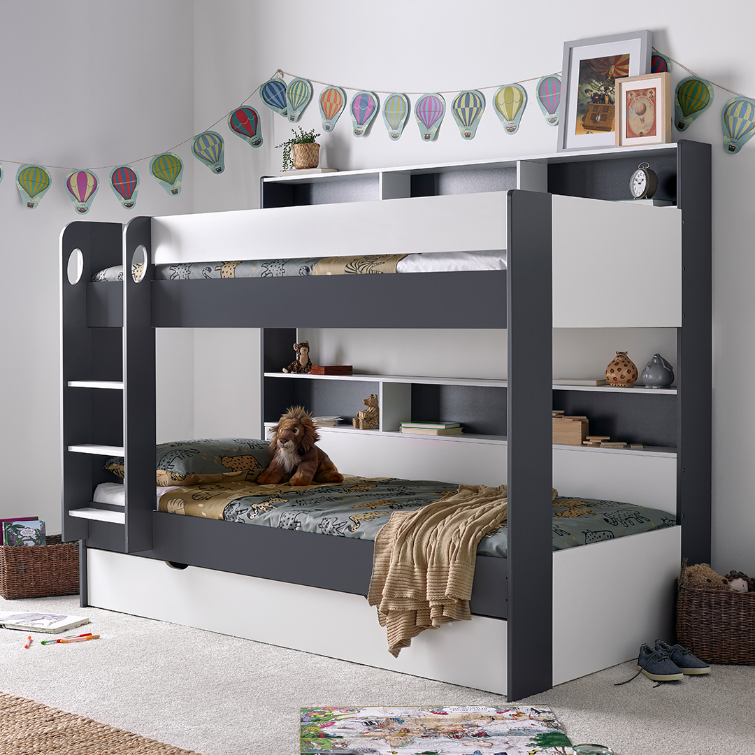 Wooden Storage Bunk Bed Single With Pull-Out Storage Drawer - Oliver