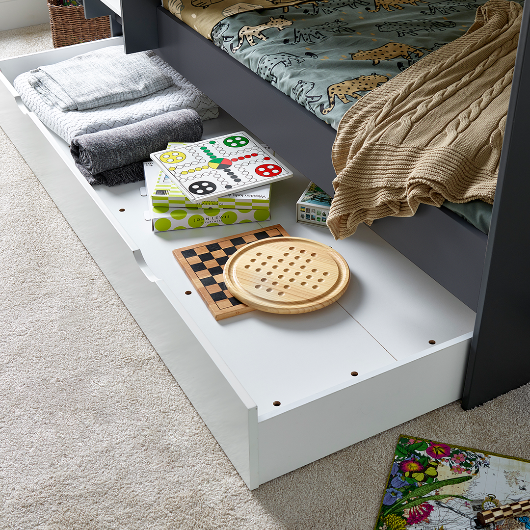Wooden Storage Bunk Bed Single With Pull-Out Storage Drawer - Oliver