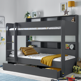 Wooden Storage Bunk Bed Single With Pull-Out Storage Drawer - Oliver