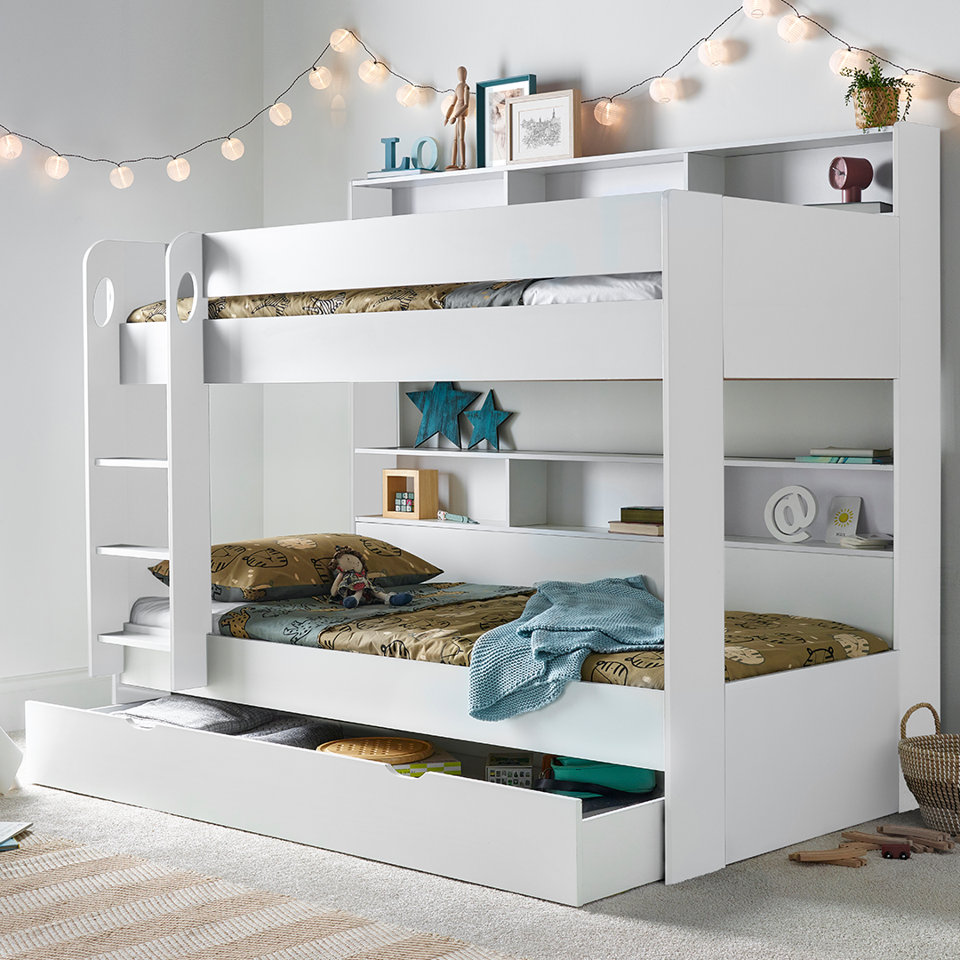 Wooden Storage Bunk Bed Single With Pull-Out Storage Drawer - Oliver