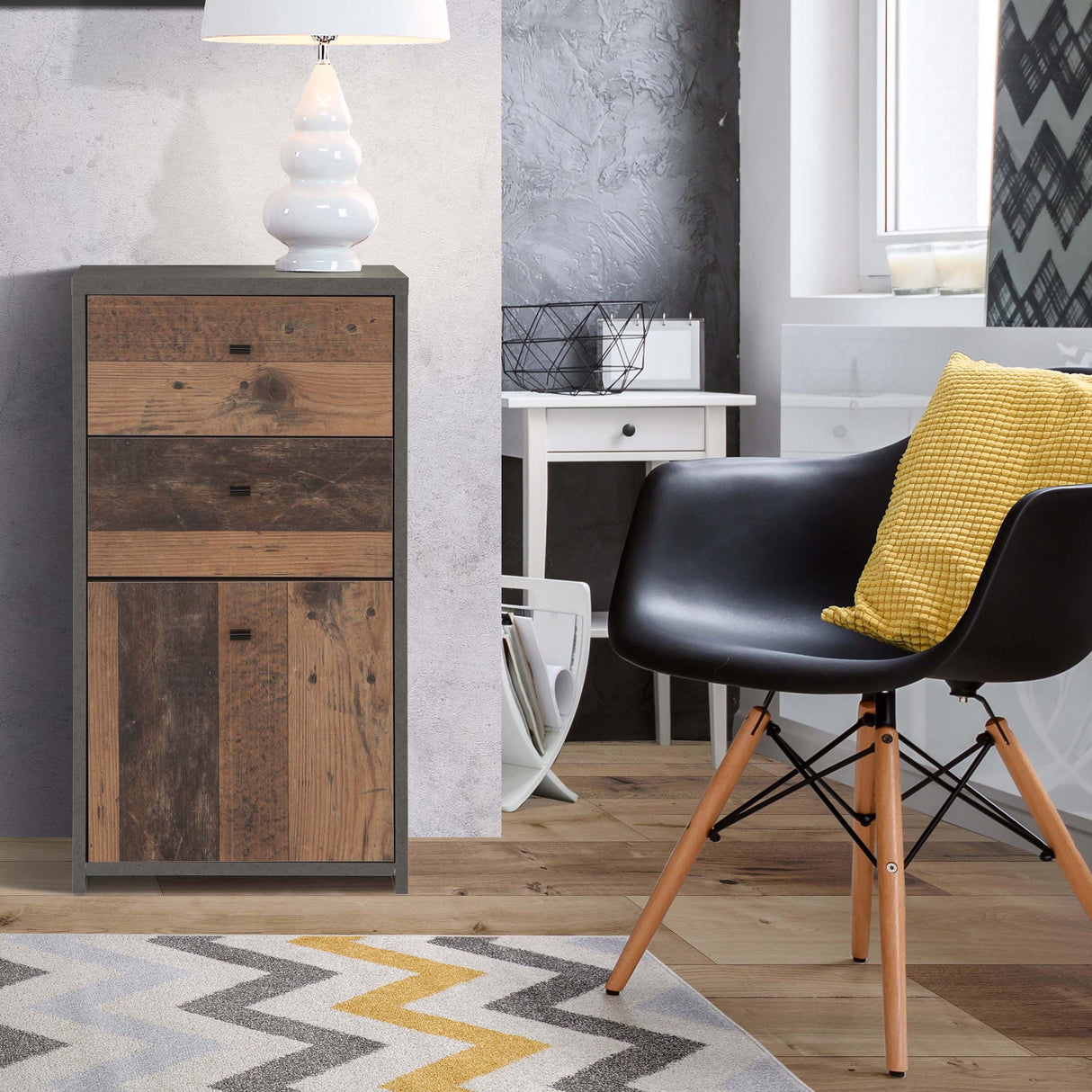 Wooden Storage Cabinet With 1 Door And 2 Drawers - Best Chest