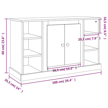 Wooden Storage Cabinet 100cm Wide With 2 Doors - Vantage Home