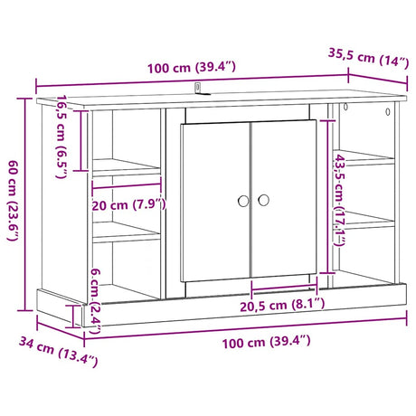 Wooden Storage Cabinet 100cm Wide With 2 Doors - Vantage Home