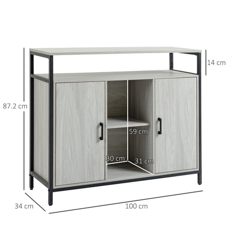 Wooden Storage Cabinet 100cm Wide With 2 Doors - Velmora
