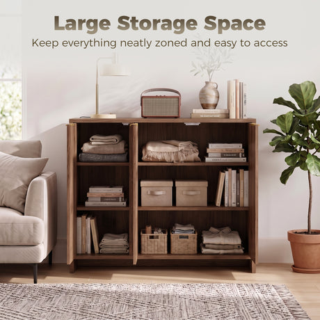 Wooden Storage Cabinet 100cm Wide With 3 Doors And Gold Handle - Velmora